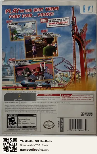 Thrillville: Off the Rails Nintendo Wii, NTSC box back