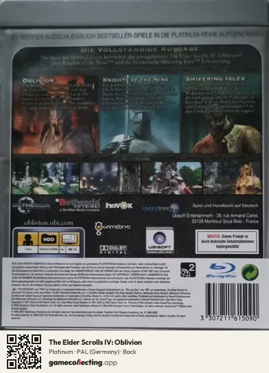 The Elder Scrolls IV: Oblivion PlayStation 3, Germany box back