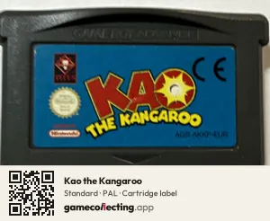 Kao the Kangaroo Game Boy Advance, PAL cartridge label