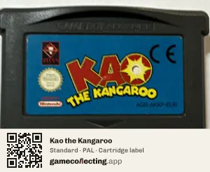 Kao the Kangaroo Game Boy Advance, PAL cartridge label