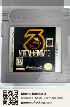 Mortal Kombat 3 Game Boy, NTSC cartridge label