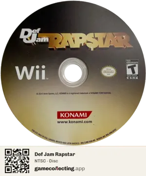 Def Jam Rapstar Nintendo Wii, NTSC disc