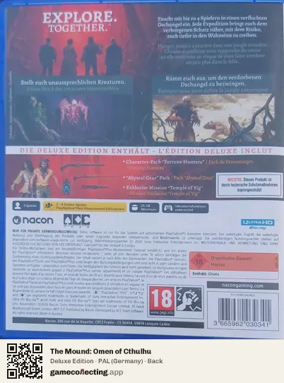 The Mound: Omen of Cthulhu PlayStation 5, Germany box back