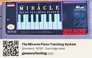 The Miracle Piano Teaching System Super Nintendo Entertainment System, NTSC cartridge label