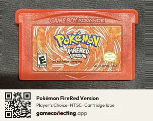 Pokémon FireRed Version Game Boy Advance, NTSC cartridge label