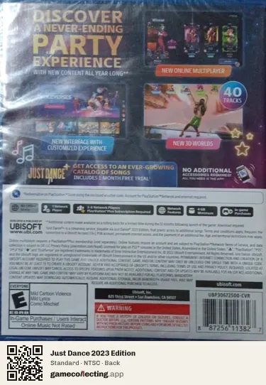 Just Dance 2023 Edition PlayStation 5, NTSC box back