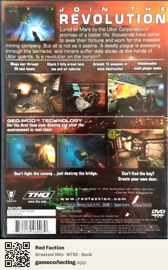 Red Faction PlayStation 2, NTSC box back