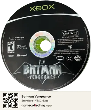 Batman: Vengeance Xbox, NTSC disc