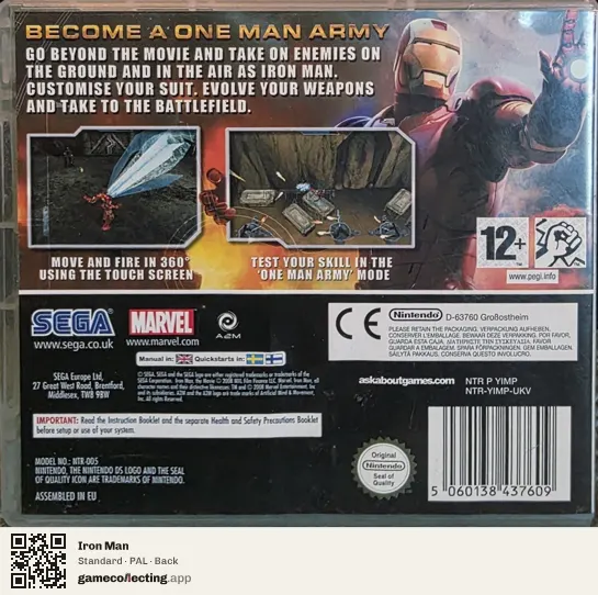 Iron Man Nintendo DS, PAL box back