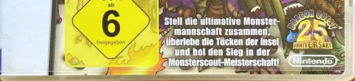 Dragon Quest Monsters: Joker 2, the USK square on its front