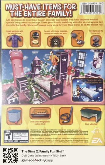 The Sims 2: Family Fun Stuff Computer, NTSC box back
