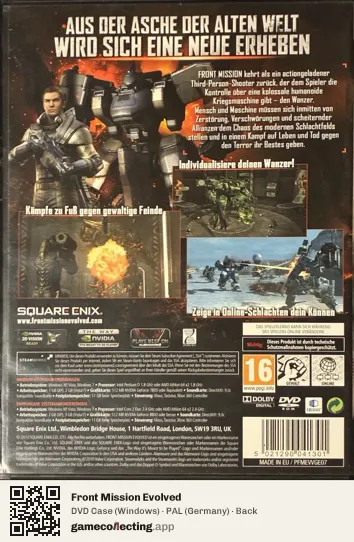 Front Mission Evolved Computer, Germany box back
