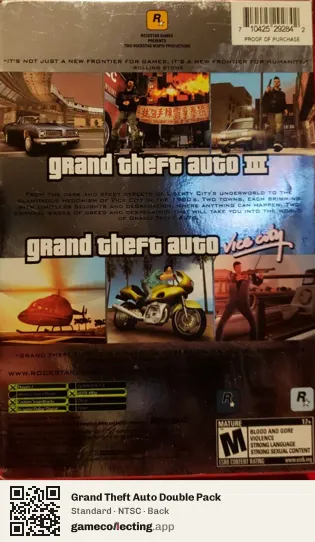 Grand Theft Auto Double Pack Xbox, NTSC box back