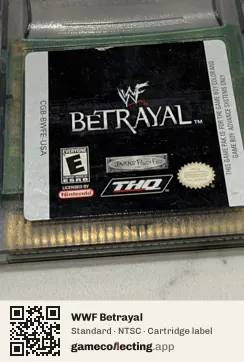 WWF Betrayal Game Boy Color, NTSC cartridge label