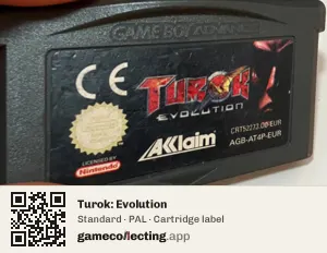 Turok: Evolution Game Boy Advance, PAL cartridge label