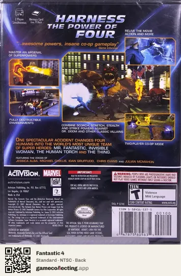 Fantastic 4 Nintendo GameCube, NTSC box back