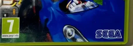 Sonic & Sega All-Stars Racing, the PEGI square on its front