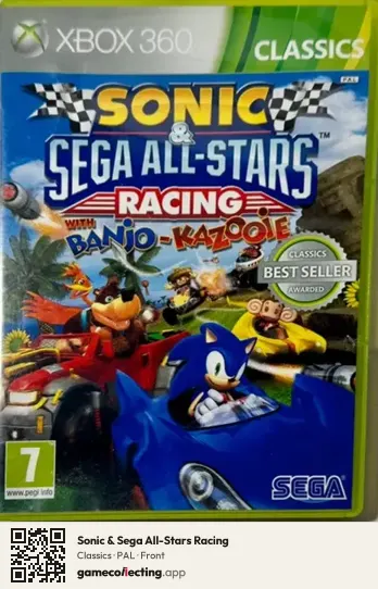 Sonic & Sega All-Stars Racing Xbox 360, PAL box front