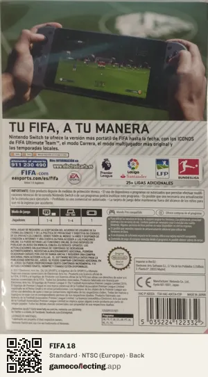 FIFA 18 Nintendo Switch, Europe box back