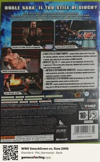 WWE SmackDown vs. Raw 2008 Xbox 360, Germany box back