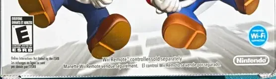 Mario Kart Wii, the ESRB box on its front