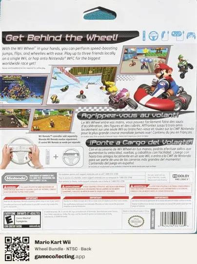 Mario Kart Wii Nintendo Wii, NTSC box back