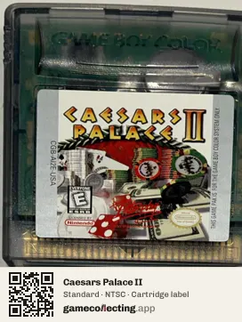 Caesars Palace II Game Boy Color, NTSC cartridge label