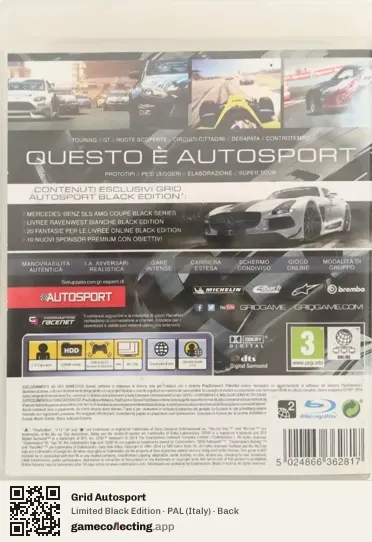 Grid Autosport PlayStation 3, Italy box back