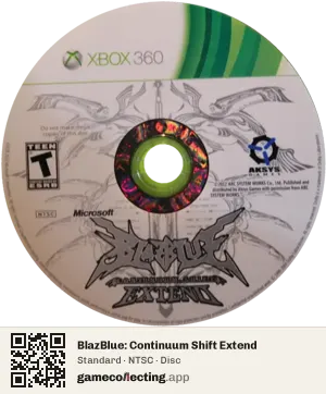 BlazBlue: Continuum Shift Extend Xbox 360, NTSC disc