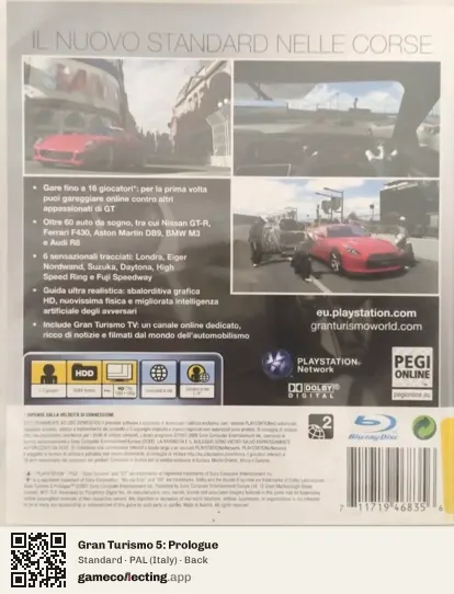 Gran Turismo 5: Prologue PlayStation 3, Italy box back