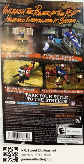 NFL Street 2 Unleashed PlayStation Portable, NTSC box back