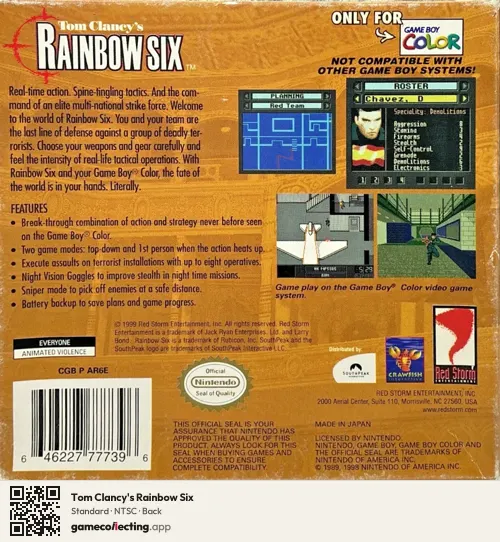 Tom Clancy's Rainbow Six Game Boy Color, NTSC box back