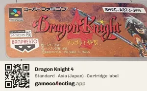 Dragon Knight 4 Super Nintendo Entertainment System, Asia cartridge label