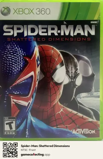 Spider-Man: Shattered Dimensions Xbox 360, NTSC box front