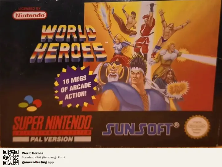 World Heroes Super Nintendo Entertainment System, Germany box front