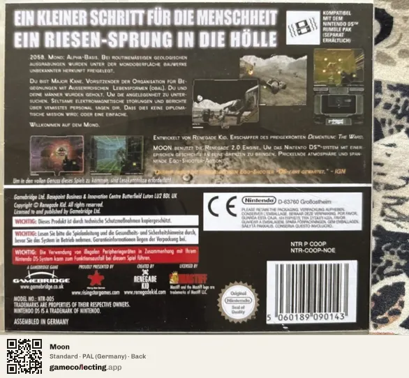 Moon Nintendo DS, Germany box back