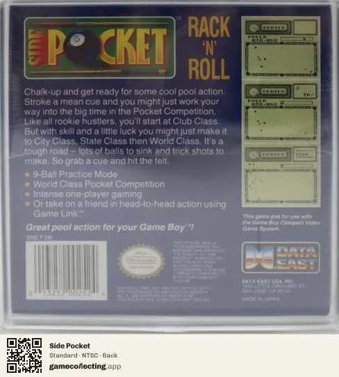 Side Pocket Game Boy, NTSC box back