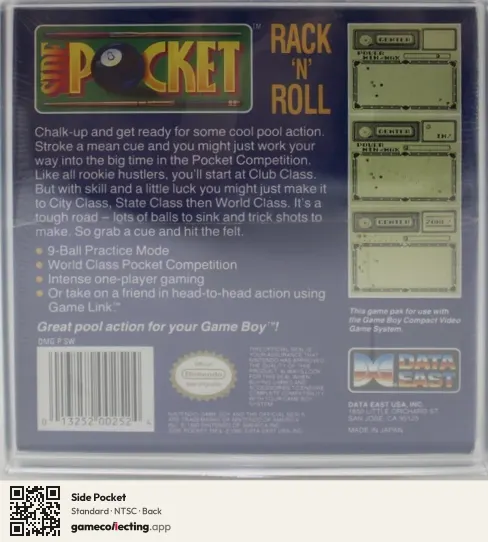 Side Pocket Game Boy, NTSC box back