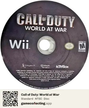 Call of Duty: World at War Nintendo Wii, NTSC disc