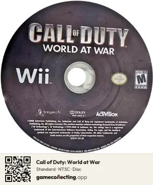 Call of Duty: World at War Nintendo Wii, NTSC disc
