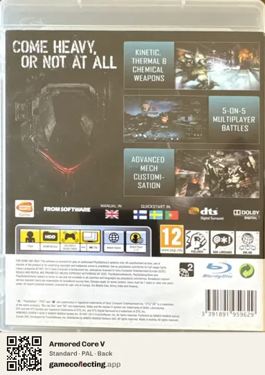 Armored Core V PlayStation 3, PAL box back