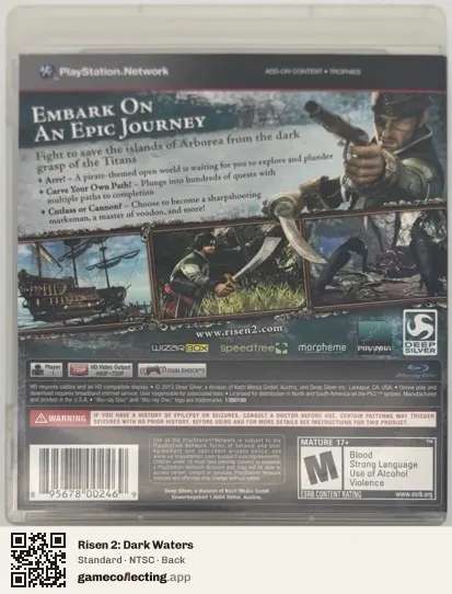 Risen 2: Dark Waters PlayStation 3, NTSC box back