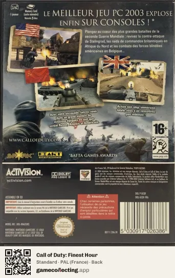 Call of Duty: Finest Hour Nintendo GameCube, France box back