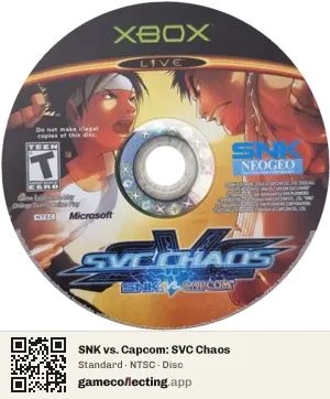 SNK vs. Capcom: SVC Chaos Xbox, NTSC disc
