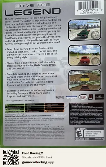 Ford Racing 2 Xbox, NTSC box back
