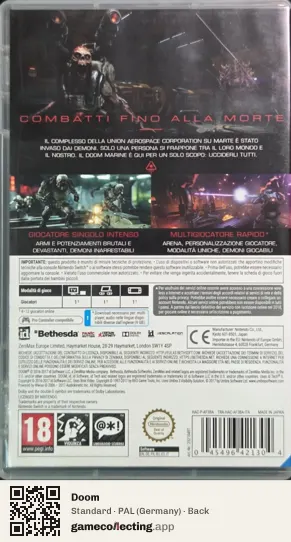 Doom Nintendo Switch, Germany box back