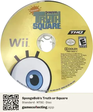 SpongeBob's Truth or Square Nintendo Wii, NTSC disc