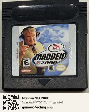 Madden NFL 2000 Game Boy Color, NTSC cartridge label
