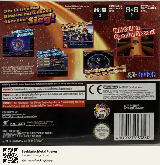 Beyblade: Metal Fusion Nintendo DS, Germany box back