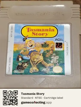 Tasmania Story Game Boy, NTSC cartridge label